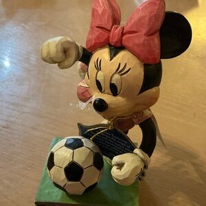 Disney / Jim Shore Minnie Mouse Soccer Sculpture - Pink and Black